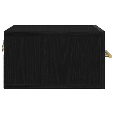 Bedside Cabinet Wall-Mounted Black Oak 35X35X20 Cm