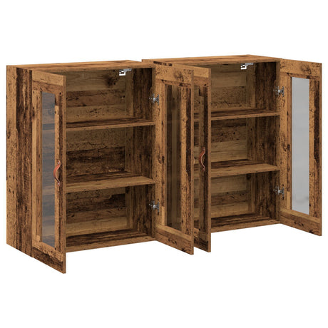Wall Mounted Cabinets 2 Pcs Old Wood 69.5X34X90 Cm Engineered Wood