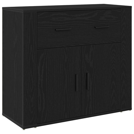 Highboard Black Oak 80X33X150 Cm Engineered Wood