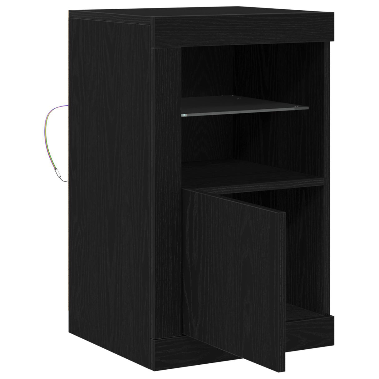 Side Cabinets With Led Lights 2 Pcs Black Oak 41X37X67 Cm