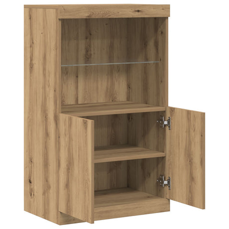 Sideboard With Led Lights Artisan Oak 60X37X100 Cm
