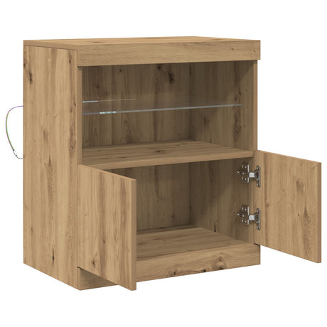 Sideboard With Led Lights Artisan Oak 60X37X67 Cm