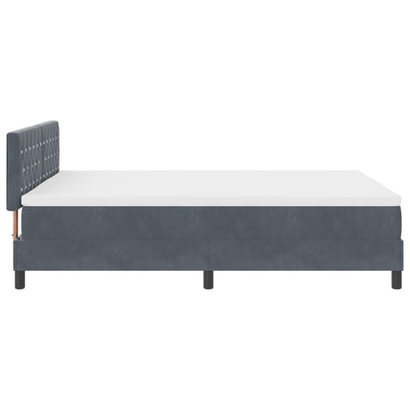 Box Spring Bed With Mattress & Led Dark Grey 140X190 Cm Velvet