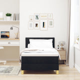 Box Spring Bed With Mattress & Led Black 100X200 Cm Fabric