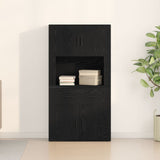 Highboard Black Oak 80X33X150 Cm Engineered Wood