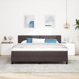 Box Spring Bed With Mattress & Led Dark Brown 180X200 Cm Fabric