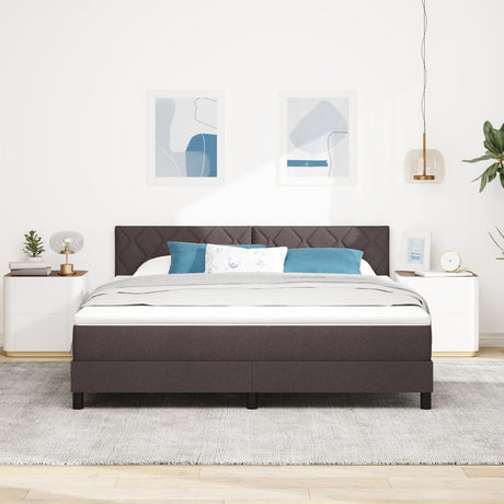 Box Spring Bed With Mattress & Led Dark Brown 180X200 Cm Fabric