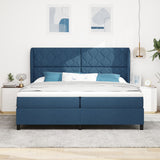 Box Spring Bed With Mattress - Blue, 200X200 Cm, Fabric