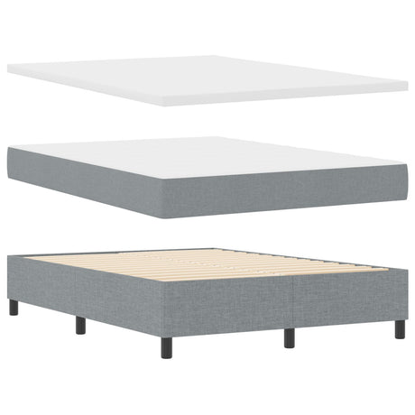 Box Spring Bed With Mattress & Led Light Grey 160X200 Cm Fabric