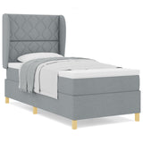 Box Spring Bed With Mattress - Light Grey - 90X200 Cm Fabric