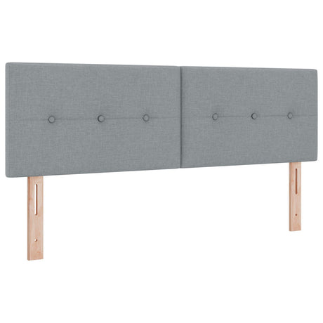 Box Spring Bed With Mattress & Led Light Grey 140X200 Cm Fabric