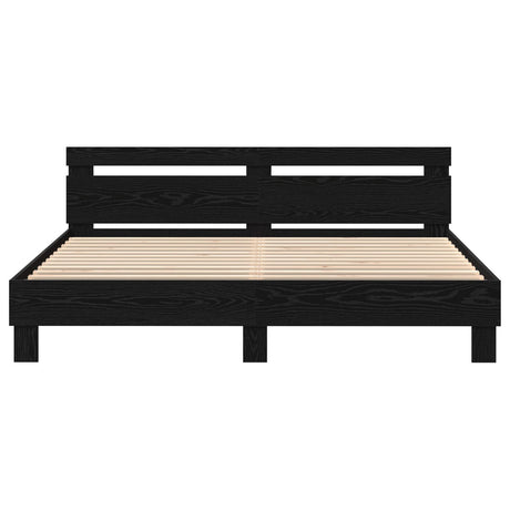 Wood Bed Frame Black Oak Solid Wood 200 X 200 Cm Durable