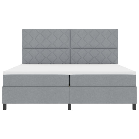 Box Spring Bed With Mattress & Led Light Grey 200X200 Cm Fabric