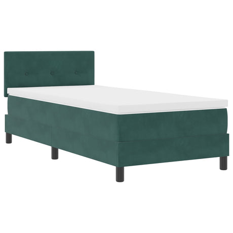 Box Spring Bed With Mattress Dark Green 80X200 Cm Velvet