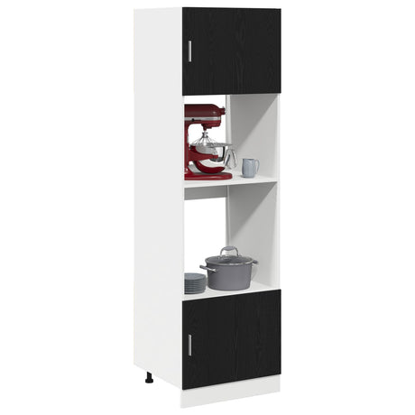 Kitchen Cabinet Black Oak Engineered Wood 60 X 57 X 207 Cm
