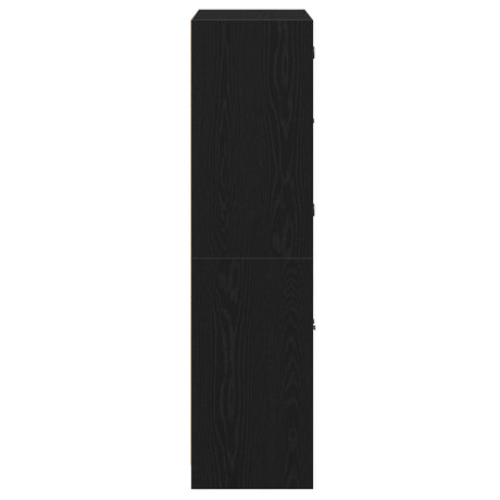 Highboard With Doors Black Oak 68X37X142 Cm Engineered Wood