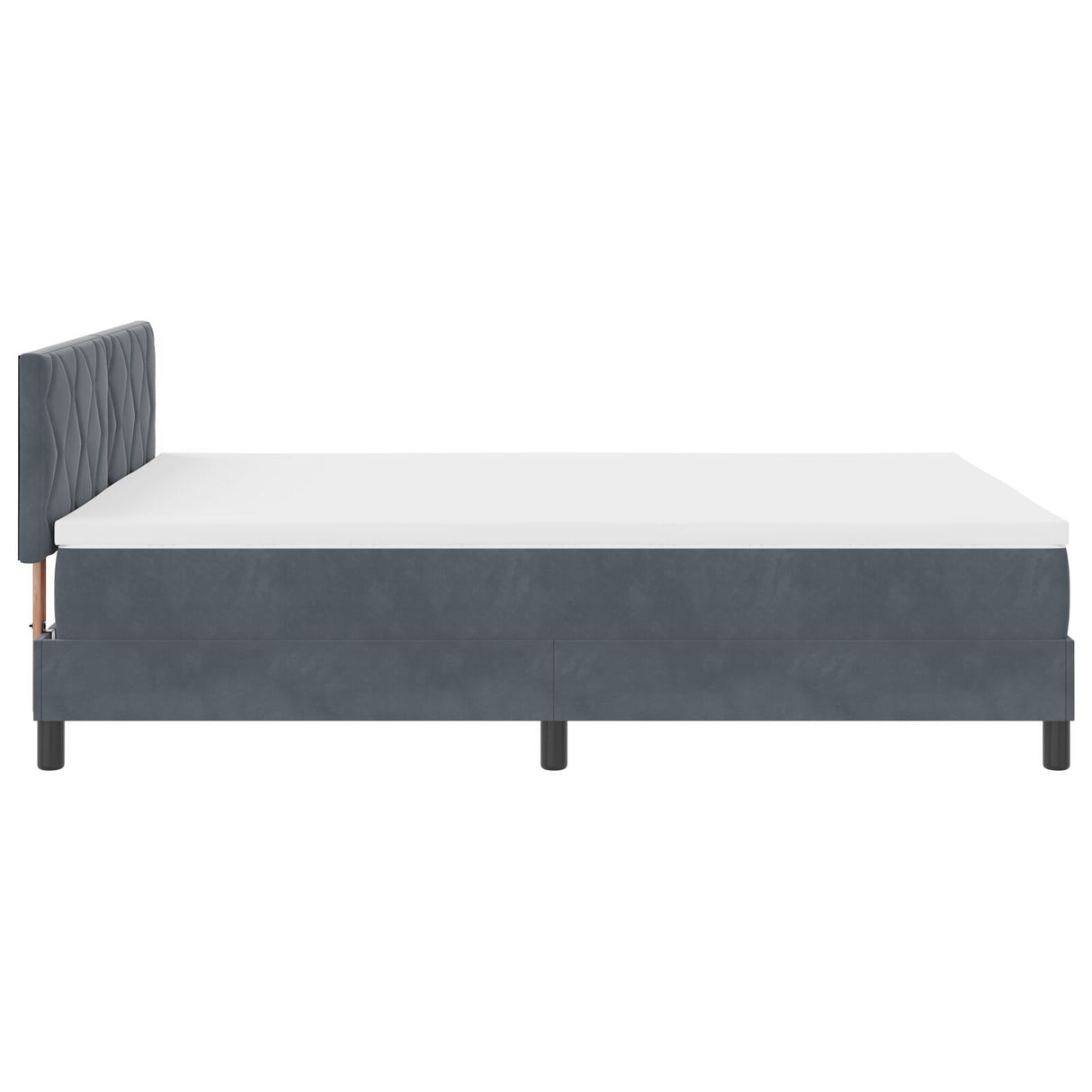 Box Spring Bed With Mattress & Led Dark Grey 140X190 Cm Velvet