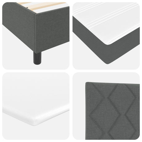 Box Spring Bed With Mattress & Led Dark Grey 90X200 Cm Fabric