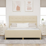 Bed Frame Cream 180X200 Cm Fabric