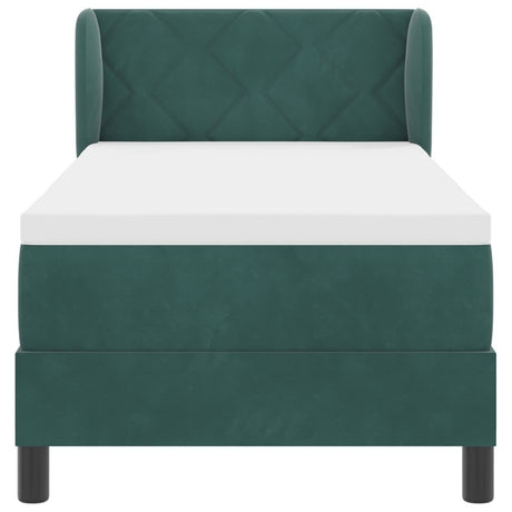 Box Spring Bed With Mattress Dark Green 80X200 Cm Velvet