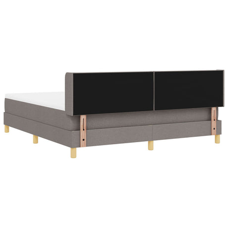 Box Spring Bed With Mattress Taupe 180X200 Cm Fabric,  Headboard Diamond Blocks Design Taupe 180 Cm Fabric