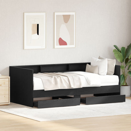 Day Bed With Drawers Concrete Grey 90X200 Cm Engineered Wood