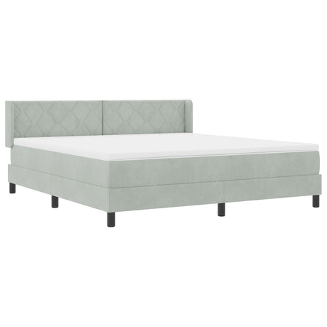 Box Spring Bed With Mattress Light Grey 180X200 Cm Velvet