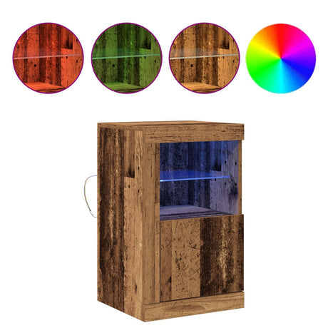 Sideboard With Led Lights Old Wood 41X37X67 Cm