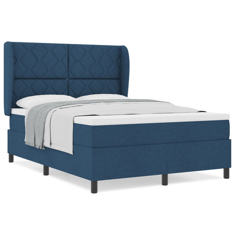 Box Spring Bed With Mattress - Blue, 140X190 Cm, Fabric