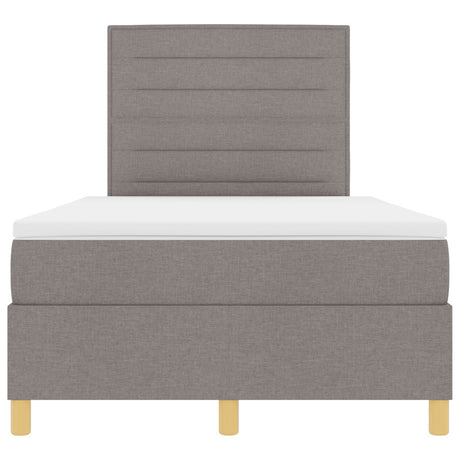 Box Spring Bed With Mattress & Led Taupe 120X200 Cm Fabric