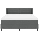 Box Spring Bed With Mattress Dark Grey 140X200 Cm Fabric,  Headboard Lines Design Dark Grey 140 Cm Fabric
