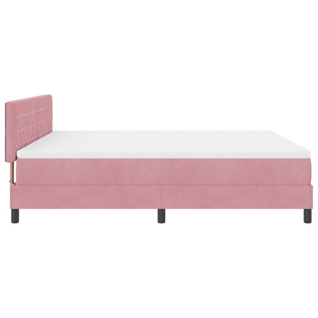 Box Spring Bed With Mattress & Led Pink 180X200 Cm Velvet