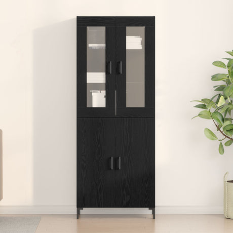 Sideboard With Wall Cabinet Black Oak Engineered Wood