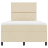 Box Spring Bed With Mattress & Led Cream 120X200 Cm Fabric