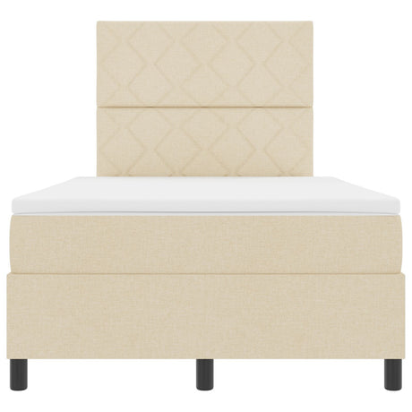Box Spring Bed With Mattress & Led Cream 120X200 Cm Fabric