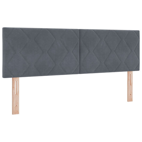 Box Spring Bed With Mattress & Led Dark Grey 140X190 Cm Velvet