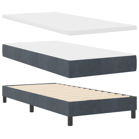 Box Spring Bed With Mattress Dark Grey 90X200 Cm Velvet