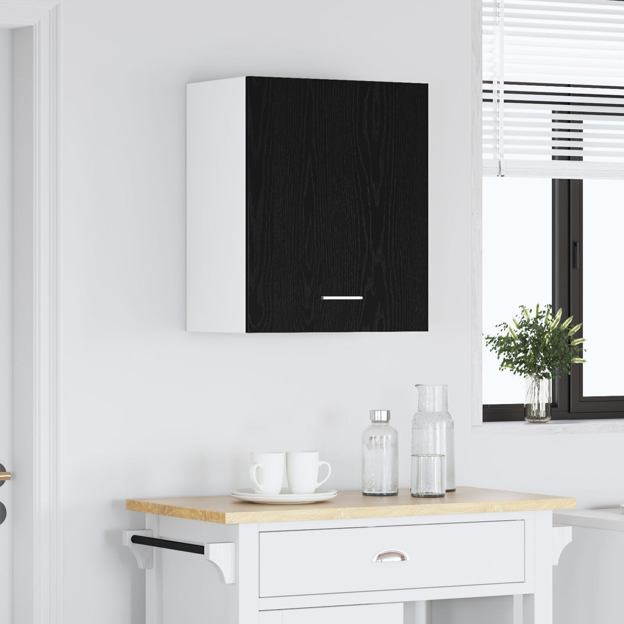 Black Oak Hanging Cabinet 50X31X60 Cm Made From Engineered Wood