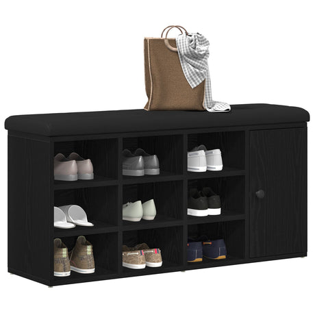 Storage Bench Black Oak 100X30X48 Cm Engineered Wood