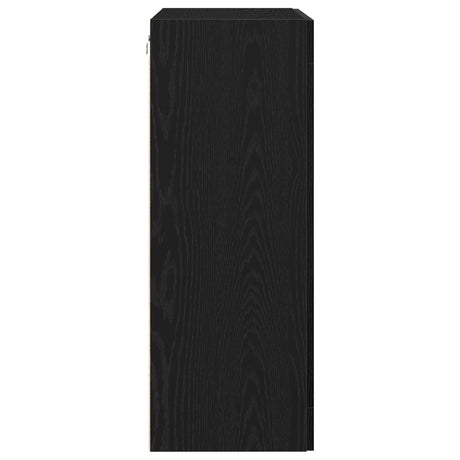 Wall-Mounted Cabinet With Glass Doors Black Oak 69.5X34X90 Cm