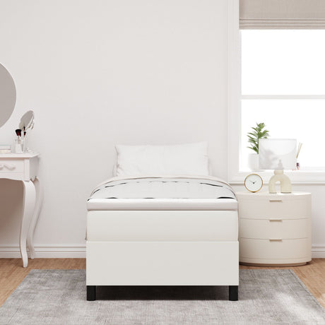 Box Spring Bed With Mattress Cream 80X200 Cm Corduroy Fabric