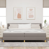 Box Spring Bed With Mattress Taupe 200X200 Cm Fabric,  Headboard Lines Design Taupe 200 Cm Fabric
