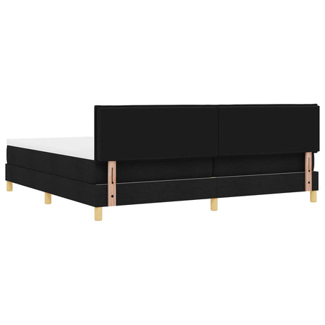 Box Spring Bed With Mattress & Led Black 200X200 Cm Fabric