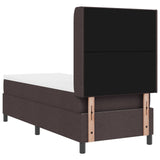 Box Spring Bed With Mattress & Led Dark Brown 90X190 Cm Fabric