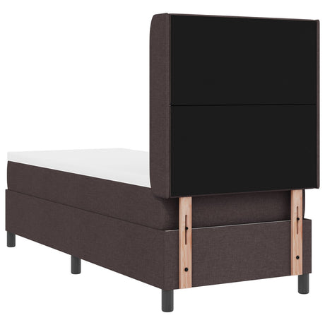 Box Spring Bed With Mattress & Led Dark Brown 90X190 Cm Fabric