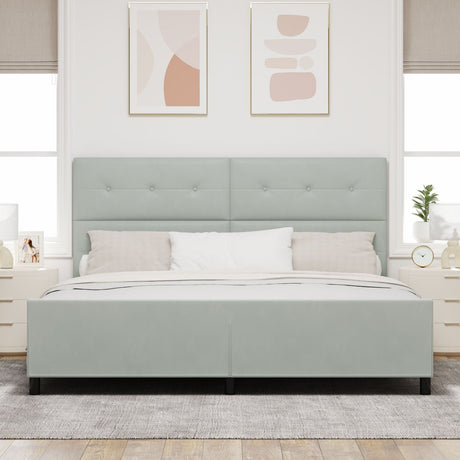 Bed Frame Light Grey 200X200 Cm Velvet
