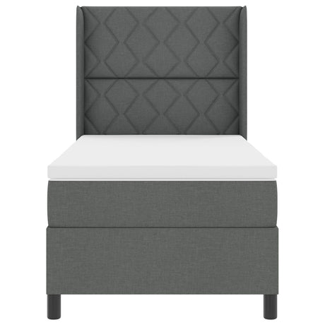 Box Spring Bed With Mattress & Led Dark Grey 90X200 Cm Fabric