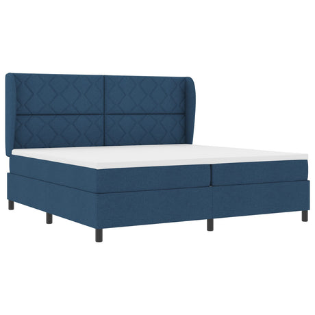 Box Spring Bed With Mattress - Blue, 200X200 Cm, Fabric