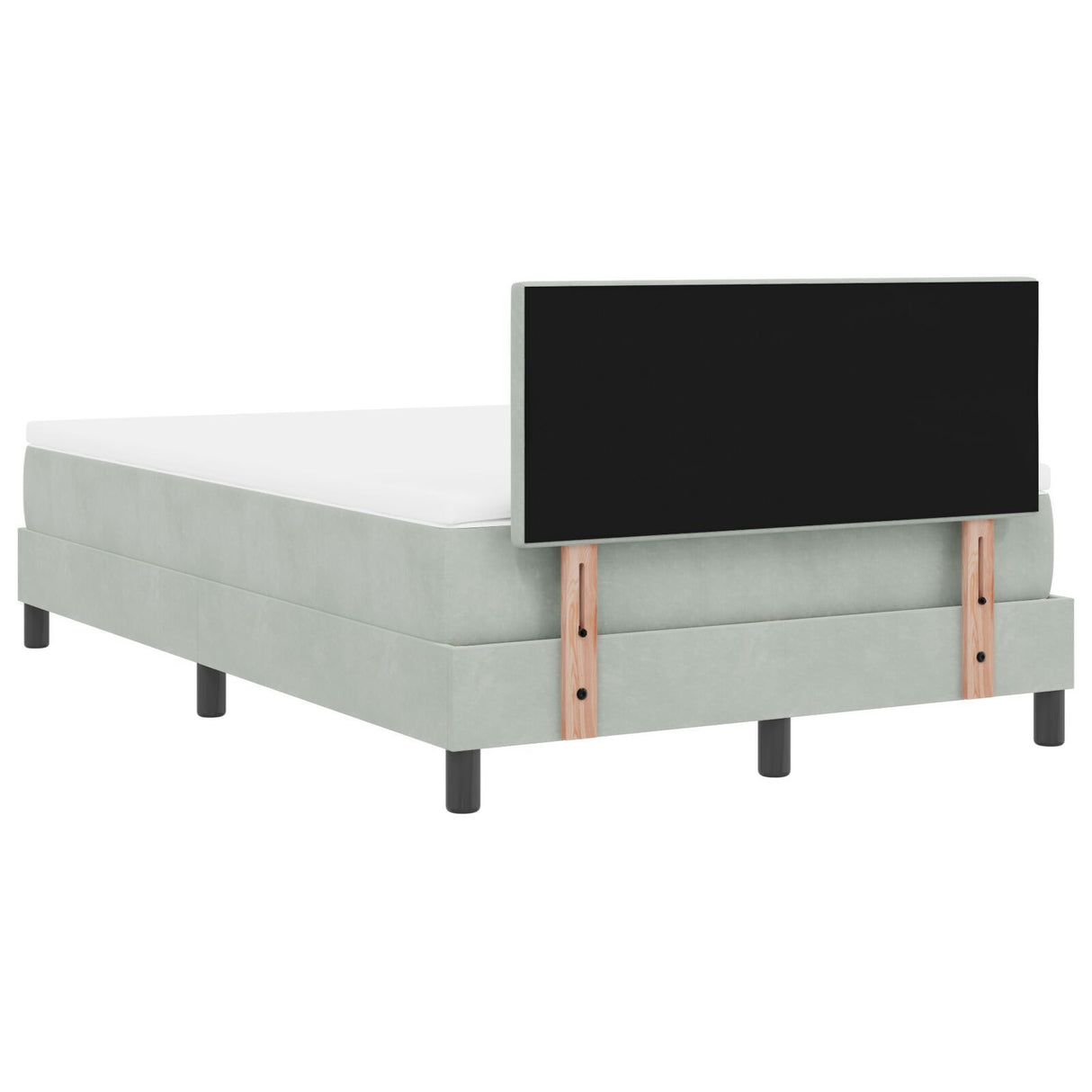 Box Spring Bed With Mattress & Led Light Grey 120X190 Cm Velvet