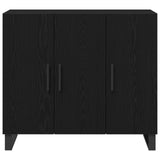 Sideboard With 3 Doors Black Oak 90X34X80 Cm Engineered Wood